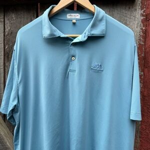Peter Millar Men's Summer Comfort Light Blue Striped Polo Shirt